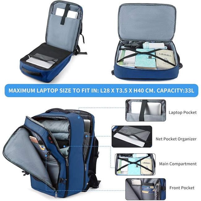 Рюкзак для ноутбука Della Gao із портом зарядки USB, синій (2163)