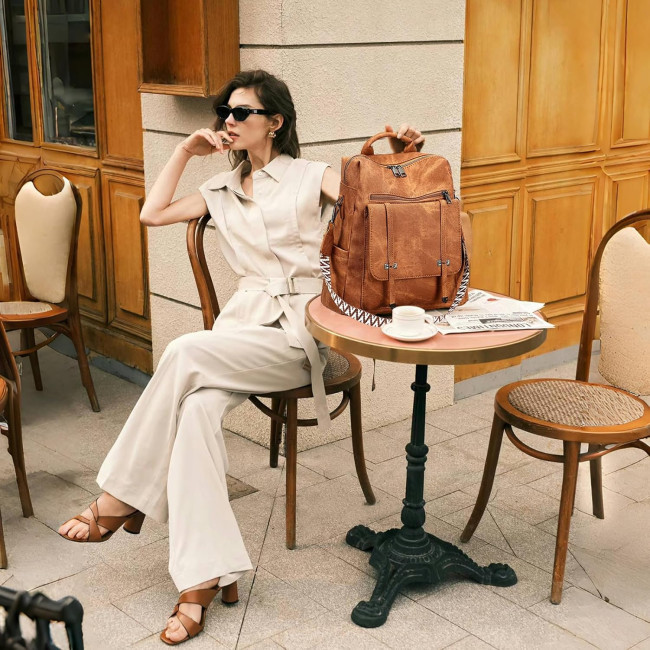 Рюкзак-гаманець Leathario для жінок, темно-коричневий (3120)