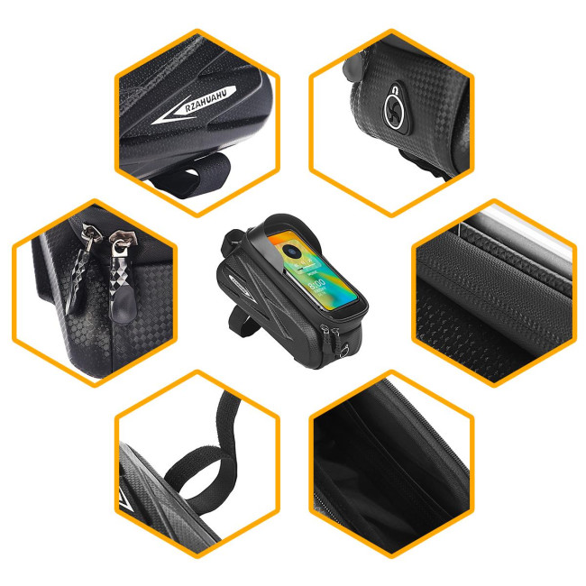 Сумка для велосипеда ROCKBROS rz-2-77 з тримачем для телефону на раму, чорна (4104)