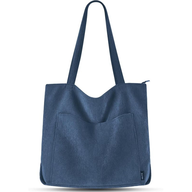 Сумка-тоут Prite вельветова, синя (2116)