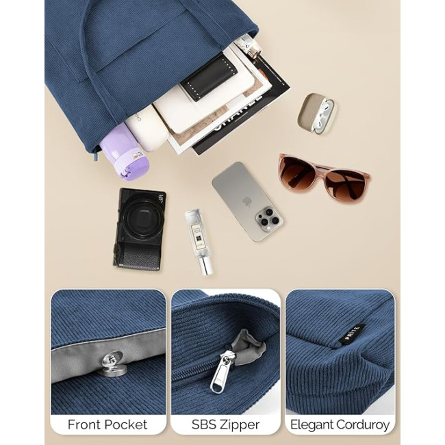 Сумка-тоут Prite вельветова, синя (2116)