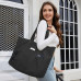 Большая полотняная сумка-тоут HOMESPON для женщин с карманами и отделением для ноутбука, черная (2112) № 1