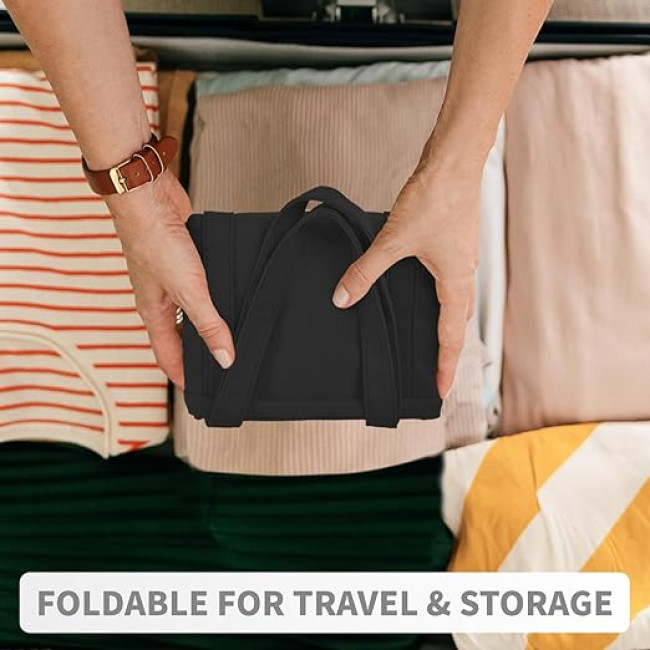 Большая полотняная сумка-тоут HOMESPON для женщин с карманами и отделением для ноутбука, черная (2112)