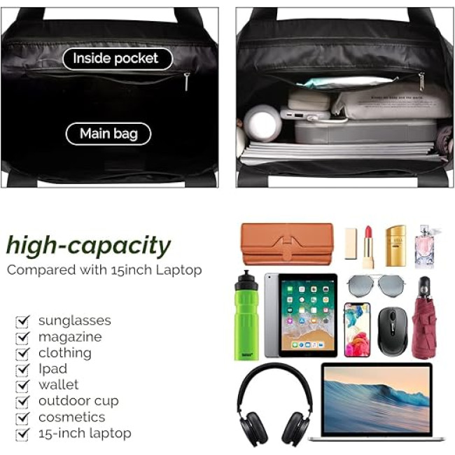 Велика сумка-тоут HOMESPON на блискавці, чорна (2115)