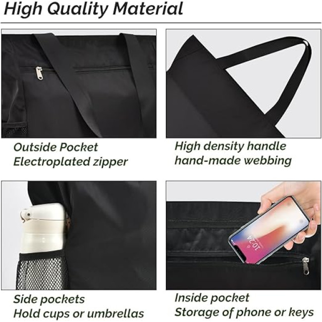 Велика сумка-тоут HOMESPON на блискавці, чорна (2115)