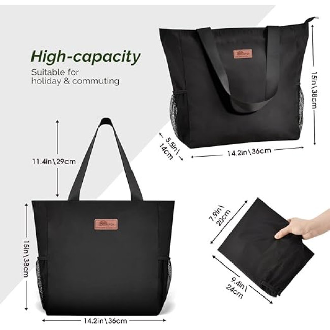 Велика сумка-тоут HOMESPON на блискавці, чорна (2115)