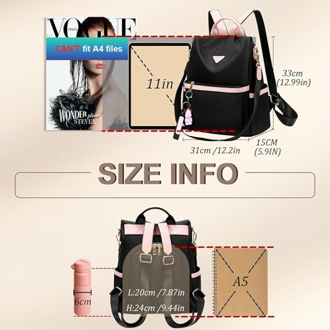 Жіночий рюкзак Leathari, чорний з рожевим (3117)