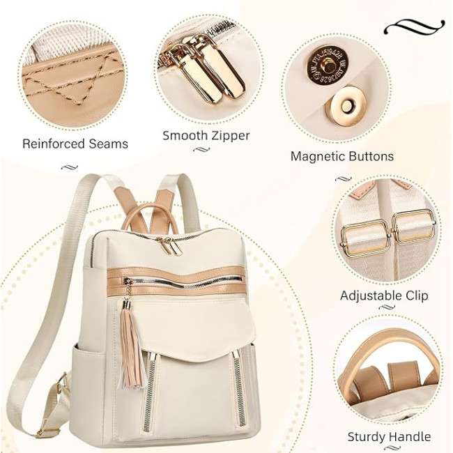 Жіночий рюкзак Leathario, бежевий (3119)