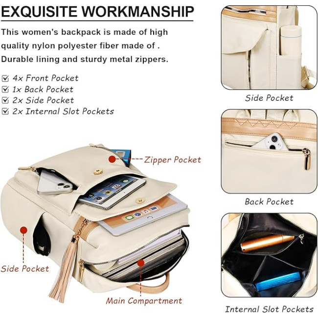 Жіночий рюкзак Leathario, бежевий (3119)