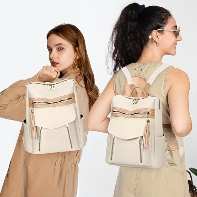 Жіночий рюкзак Leathario, бежевий (3119)