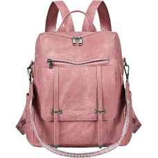 Жіночий рюкзак Leathario з веганської шкіри, водонепроникний 3-в-1, рожевий (3122)