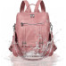 Жіночий рюкзак Leathario з веганської шкіри, водонепроникний 3-в-1, рожевий (3122) № 3