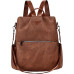 Жіночий рюкзак Leathario із захистом від крадіжки та бризок, коричневий (3121) № 