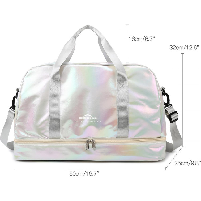 ZIOSINM водонепроникна дорожня сумка JG001, об'ємом 40 л з відділенням для взуття, біла (5143)