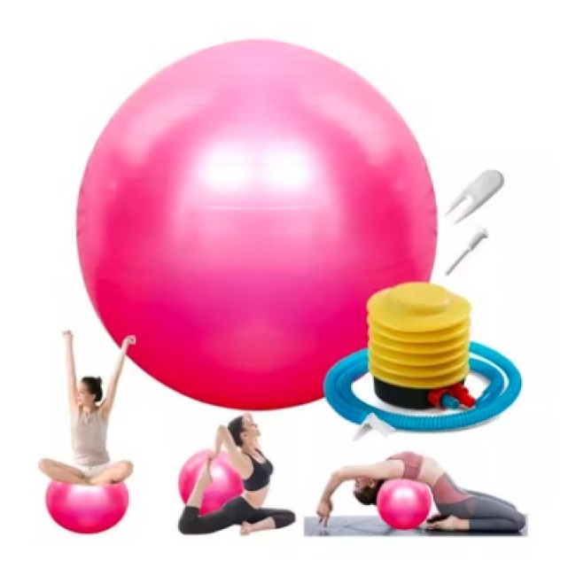 Балансувальний м'яч 75 см, аксесуари для йоги та пілатесу, домашнє фітнес-обладнання, для вагітних, розовий (5170)