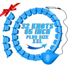 Фітнес обруч Maicifi 65-дюймовий 32 вузли, хула-кільця для жінок 2 в 1 для талії та живота, блакитний (0040)