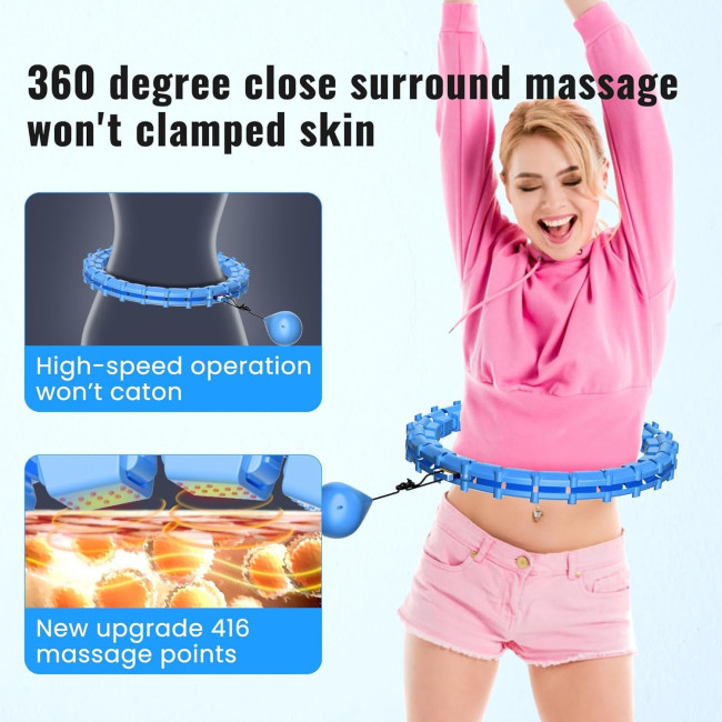 Фітнес обруч Maicifi 65-дюймовий 32 вузли, хула-кільця для жінок 2 в 1 для талії та живота, блакитний (0040)