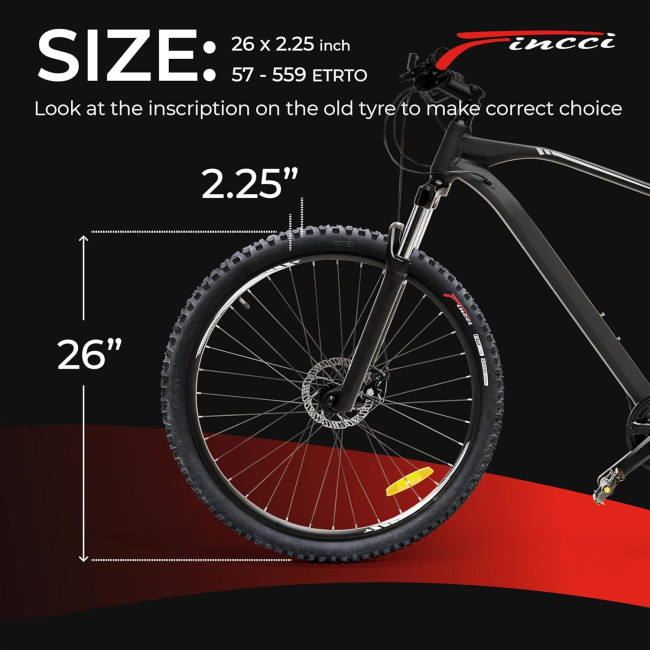 Fincci Складана велосипедна шина Encamp bp-t26f-1 26 x 2,25 дюйма 57-559 (5107)