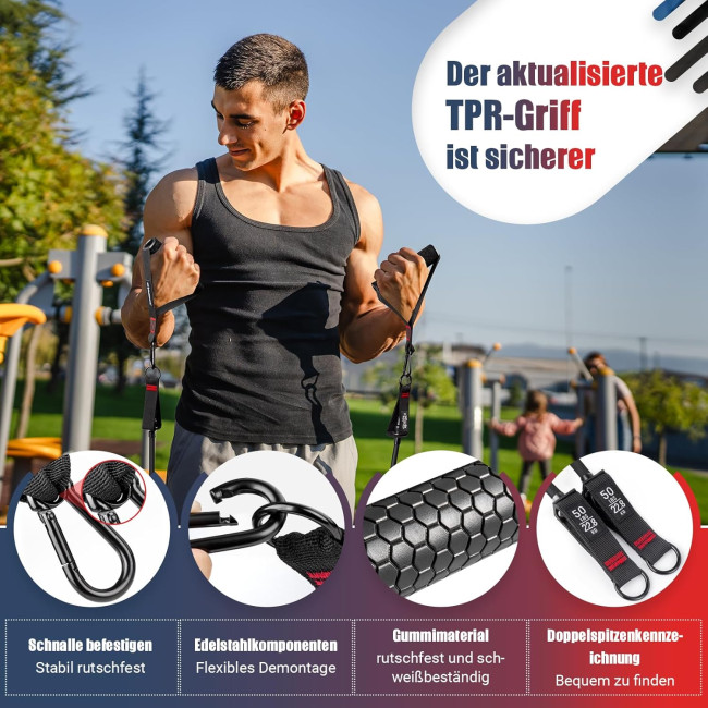 GYMERK Набір еспандерів DGLLD5S-SL01, з 5 різними рівнями опору та гумовими ручками, чорний (5018)