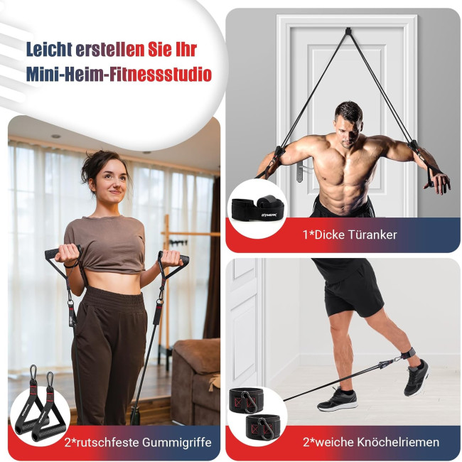 GYMERK Набір еспандерів DGLLD5S-SL01, з 5 різними рівнями опору та гумовими ручками, чорний (5018)