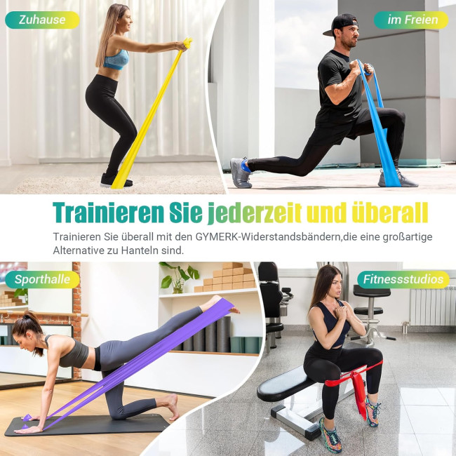 GYMERK Набір із 4 фітнес-еластик DGTPE4S-GD03, 1,8 м, 4 рівні опору (5017)