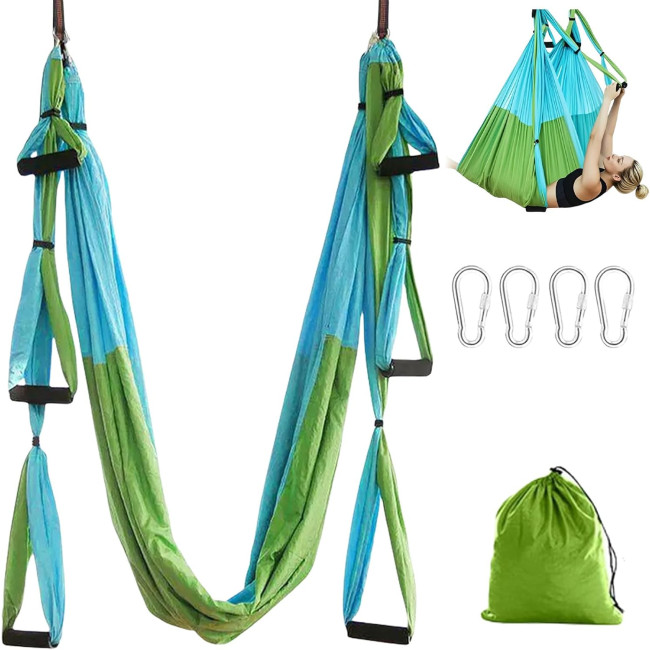 Комплект гойдалок Builrand ZXG0127 для повітряної йоги, комплект надміцних гамаків, гойдалки, вантажопідйомність 200 кг, сині (2095)