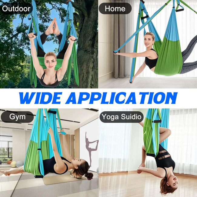 Комплект гойдалок Builrand ZXG0127 для повітряної йоги, комплект надміцних гамаків, гойдалки, вантажопідйомність 200 кг, сині (2095)