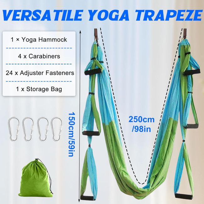 Комплект гойдалок Builrand ZXG0127 для повітряної йоги, комплект надміцних гамаків, гойдалки, вантажопідйомність 200 кг, сині (2095)