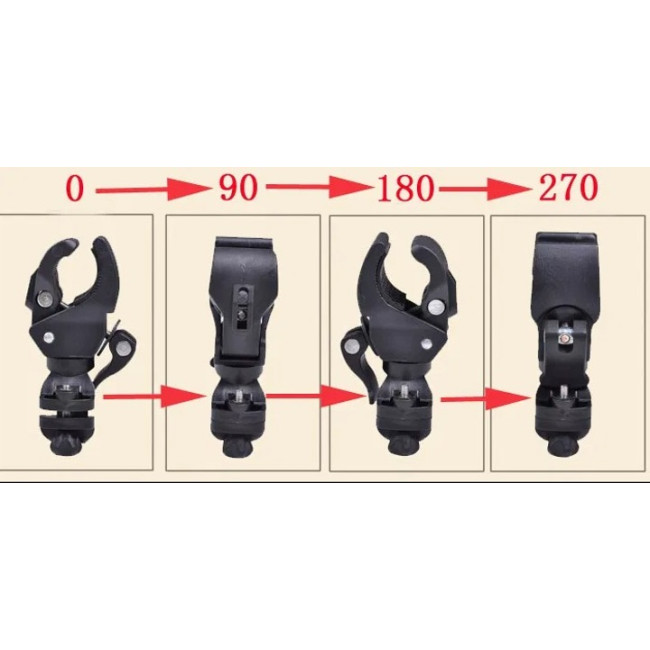 Кріплення для вело фари, насоса, поворотне, на кермо або вилку (5038)