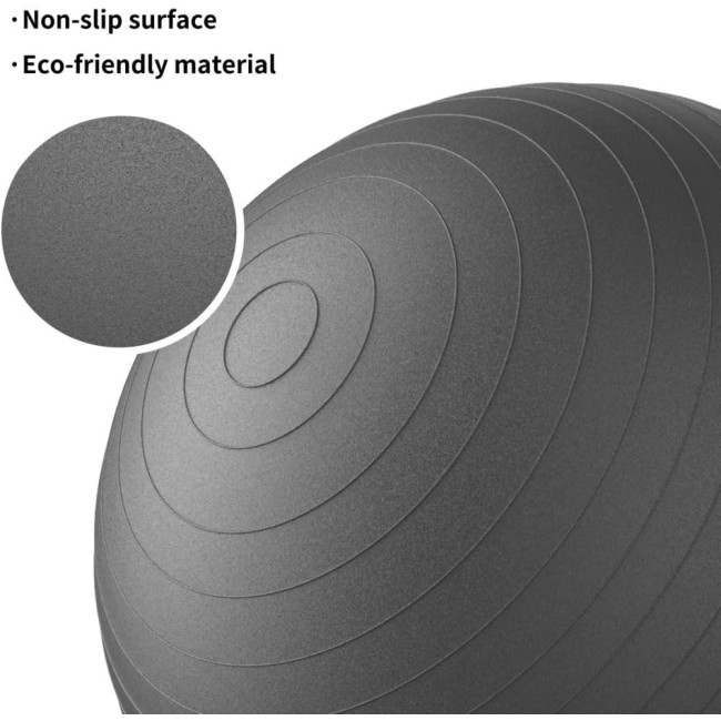М'яч для вправ PROIRON PRO-YJ01-16, Анти-розривний стілець з м'ячем для йоги з швидким насосом, чорний (0025)