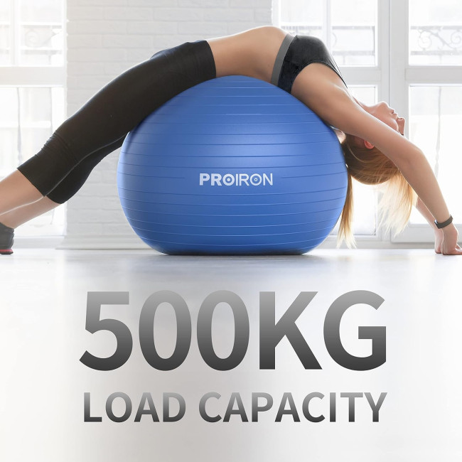 М'яч для вправ PROIRON PRO-YJ05-6, Анти-розривний стілець з м'ячем для йоги з швидким насосом, синій (0024)