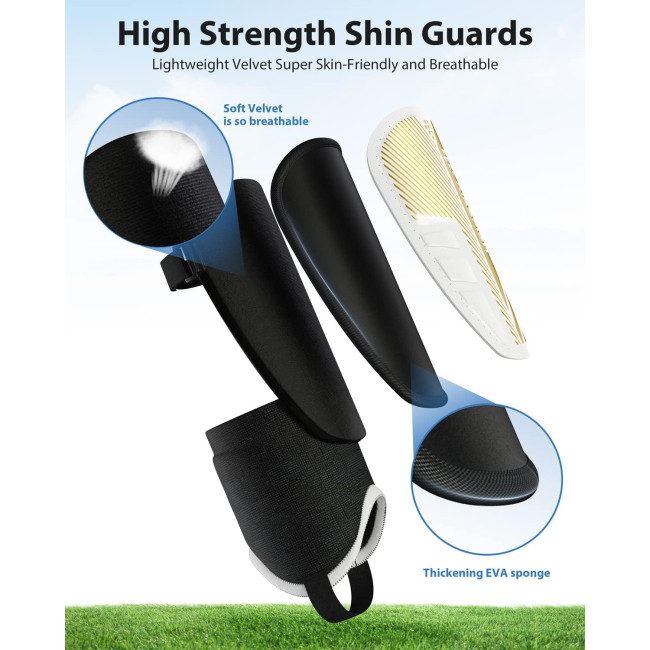 Модернізовані щитки AirsFish для гомілок для футболу для дітей, захисне спорядження, біло-золотий (2029)