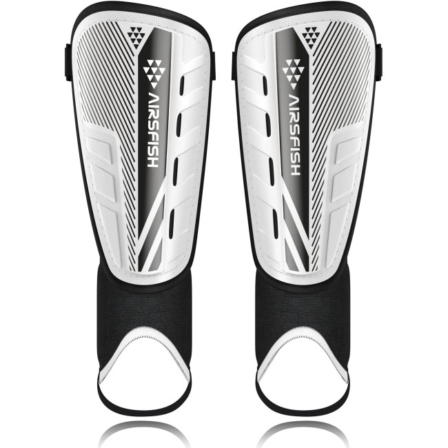 Модернізовані щитки AirsFish для гомілок для футболу для дітей, захисне спорядження, біло-чорний (2030)