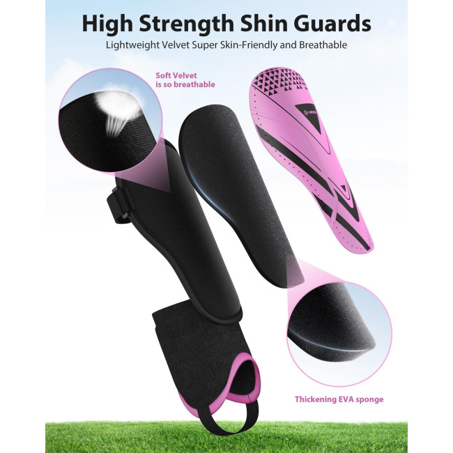 Модернізовані щитки AirsFish FOOT2 для гомілок для футболу для дітей, захисне спорядження, рожевий (2044)