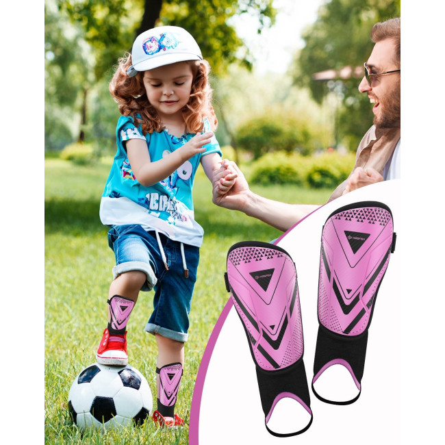 Модернізовані щитки AirsFish FOOT2 для гомілок для футболу для дітей, захисне спорядження, рожевий (2044)