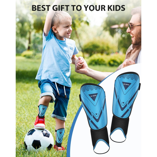 Модернізовані щитки AirsFish FOOT2 для гомілок для футболу для дітей, захисне спорядження, синій (2041)