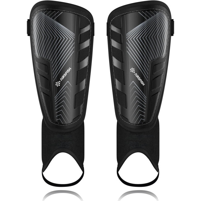 Модернізовані щитки AirsFish FOOT3 для гомілок для футболу для дітей, захисне спорядження, чорний (2035)