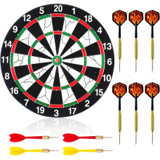 Набір дротиків DAWRIS з 10 сталевими дротиками, професійна сизалева мішень 30 см, кольорова (0156)