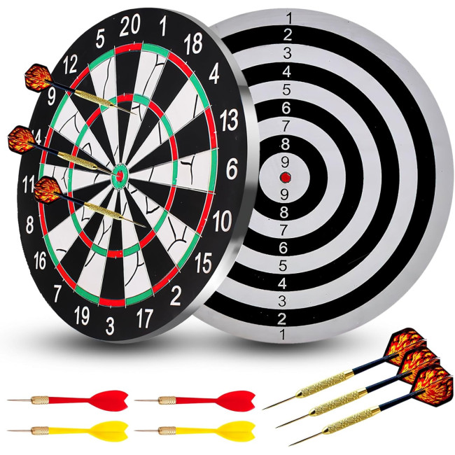 Набір дротиків DAWRIS з 10 сталевими дротиками, професійна сизалева мішень 30 см, кольорова (0156)