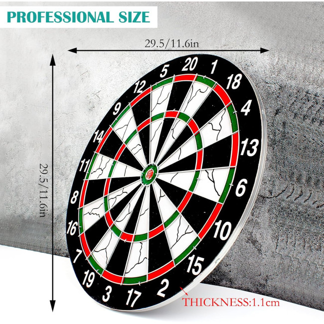 Набір дротиків DAWRIS з 10 сталевими дротиками, професійна сизалева мішень 30 см, кольорова (0156)