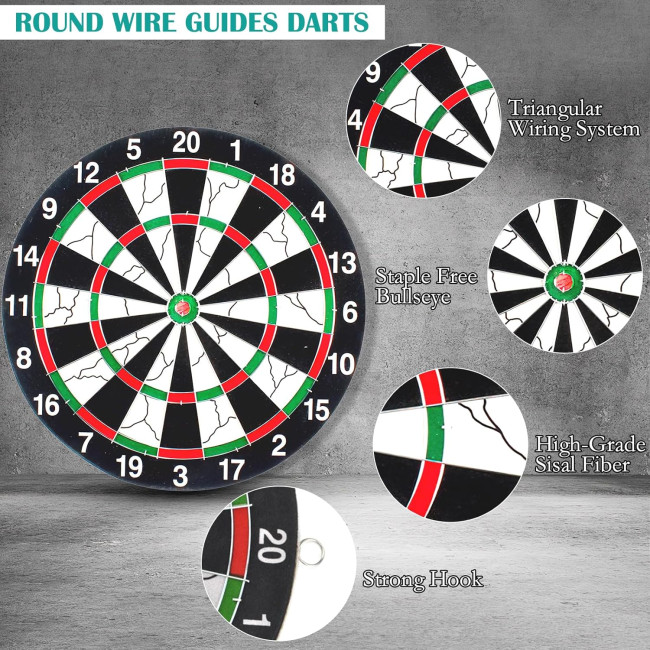 Набір дротиків DAWRIS з 10 сталевими дротиками, професійна сизалева мішень 30 см, кольорова (0156)