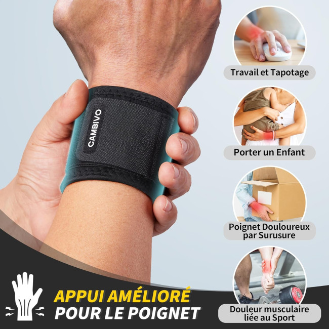 Наручный браслет CAMBIVO WS30, накладки на запястье 2 шт, черный (2195)