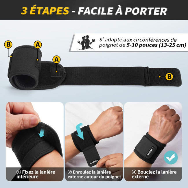 Наручный браслет CAMBIVO WS30, накладки на запястье 2 шт, черный (2195)