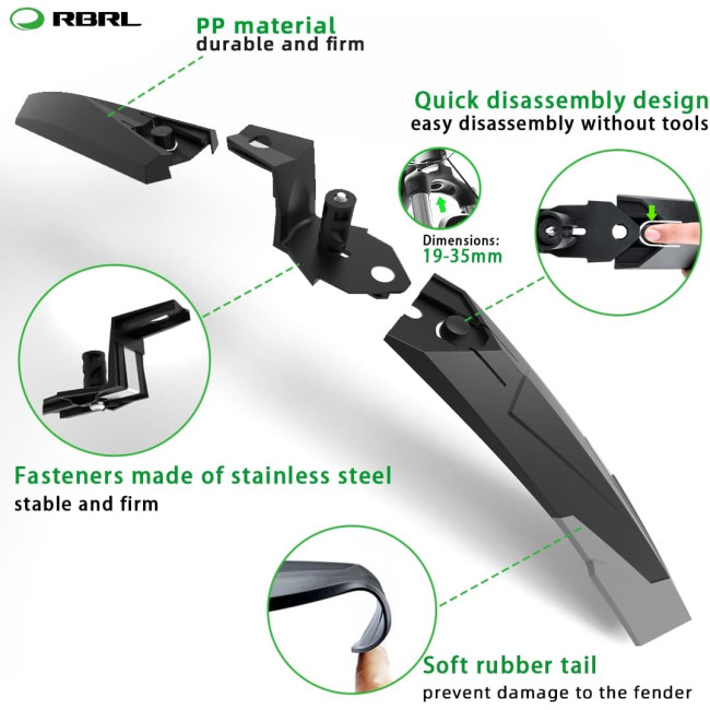 RBRL Комплект бризковиків RL-890 для велосипедних крил, 24-29 дюймів (5131)