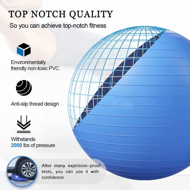 Reznor М'яч для вправ, йоги 65 см, для балансу, витримує до 270 кг, синій (5167)