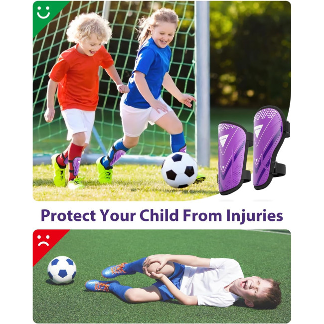 Щитки для гомілок футбольні AirsFish FOOT1, дитячі, юнацькі, сертифіковані CE, Airsfish, захисне спорядження для гомілок, фіолетовий (2049)