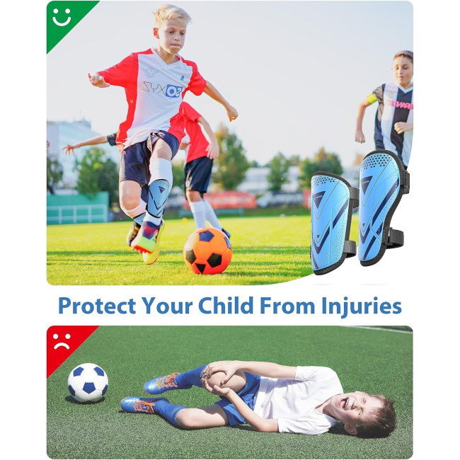Щитки для гомілок футбольні AirsFish FOOT1, дитячі, юнацькі, сертифіковані CE, Airsfish, захисне спорядження для гомілок, голубий (2051)