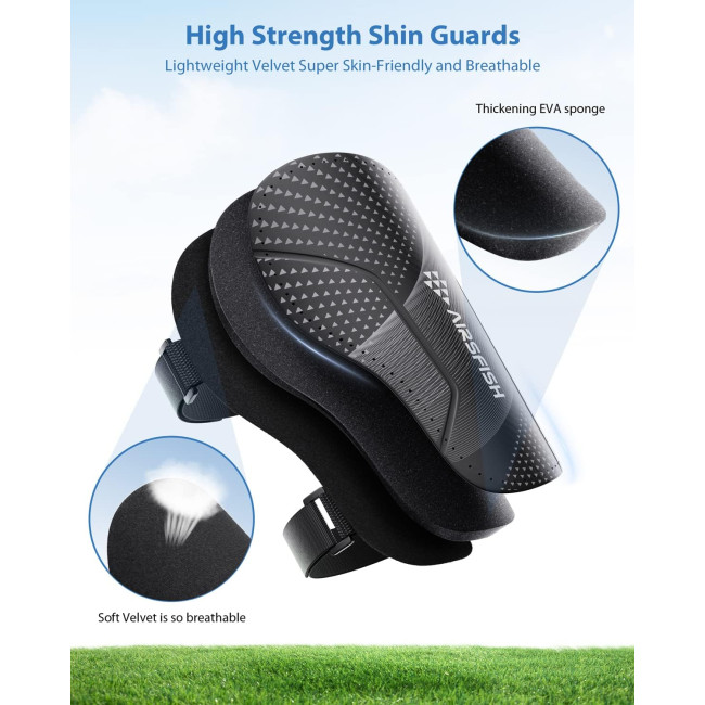 Щитки для гомілок футбольні AirsFish SG-BP, дитячі, юнацькі, сертифіковані CE, Airsfish, захисне спорядження для гомілок, чорний (2052)