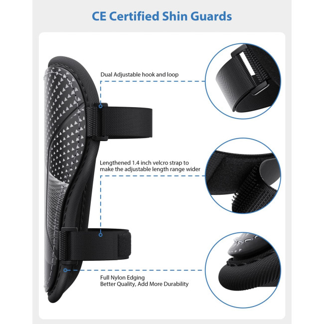 Щитки для гомілок футбольні AirsFish SG-BP, дитячі, юнацькі, сертифіковані CE, Airsfish, захисне спорядження для гомілок, чорний (2052)