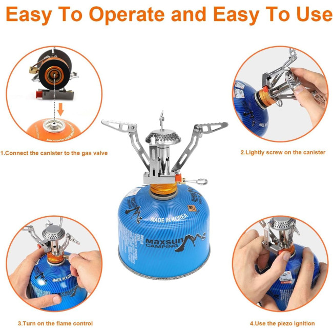 Сложная кемпинговая газовая плита ELEUTH с пьезоэлектрическим зажиганием (4101)